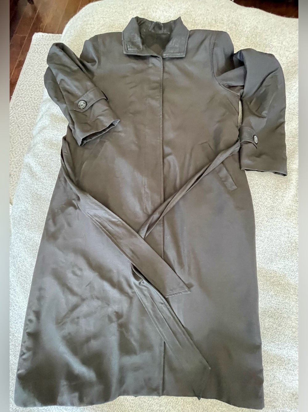 Fendi Silk Trench Coat with Zucca Silk Wool Blend Lining Vintage - Picture 11 of 17